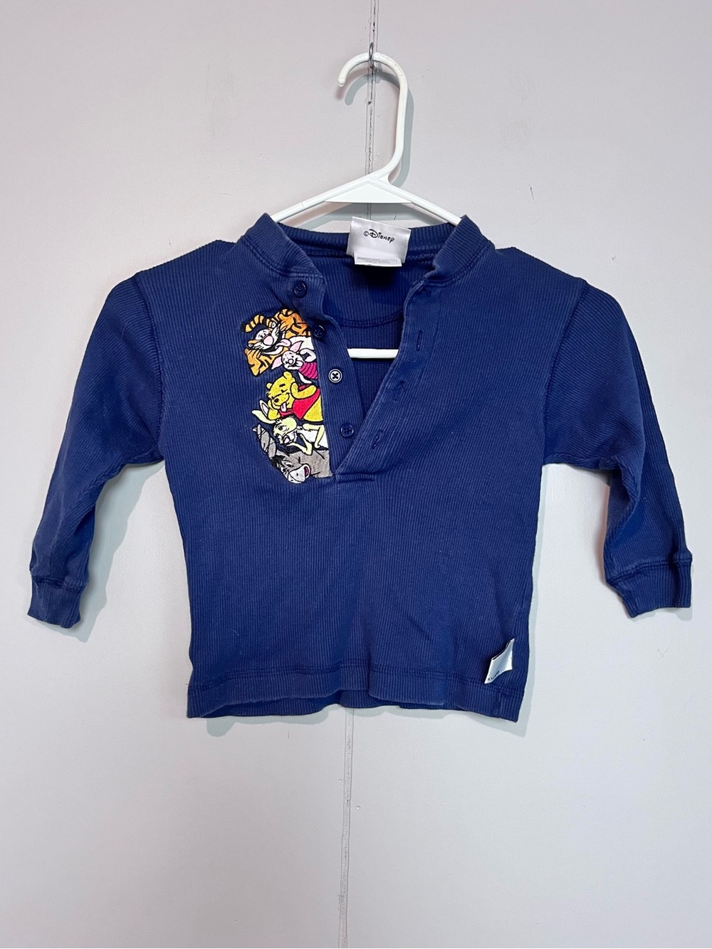 Vintage Disney World Kids Winnie the Pooh Henley Shirt XXS 2-3